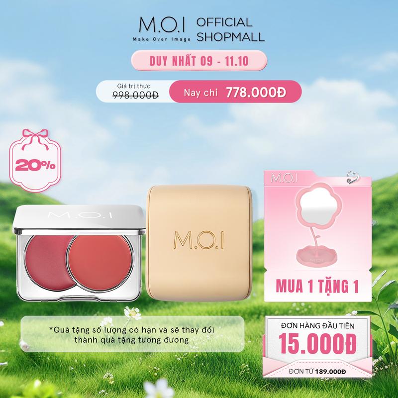 Bộ đôi phấn nước M.O.I Baby Skin Cushion và Má hồng kem 2 màu Dual Cream Blusher
