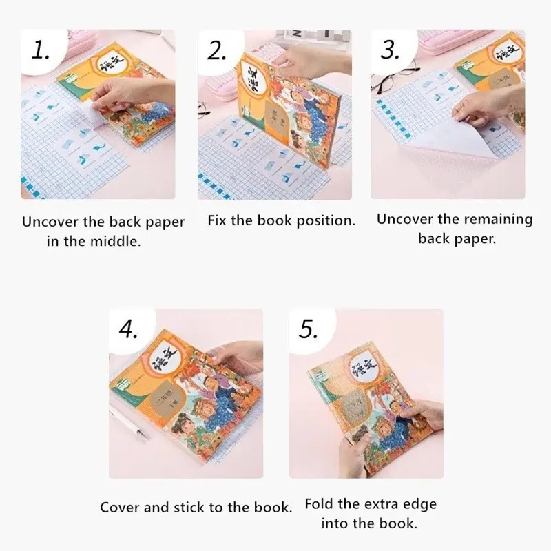 10 Lembar Sampul Buku Plastik PVC Tahan Air Sampul Plastik Lks Film Pelindung Buku Tulis Paper Stationery 1