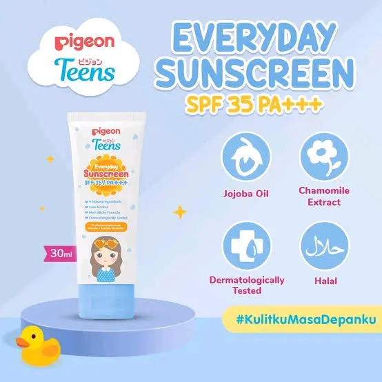 Pigeon Teens Everyday Sunscreen SPF 55 PA++ - Pigeon Teen Sleeping Mask Jelly Glow Sun Screen Sleepingmask Sunblock Sun Block Sunblok Wajah Anak Cream Krim Penolak Panas Kids Lotion Facial 5