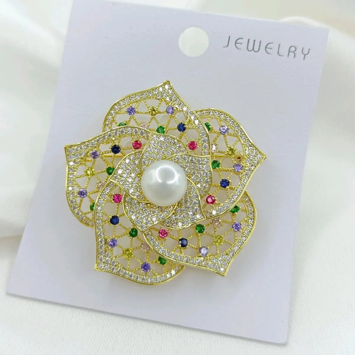 Bros Mewah Elegan Bros Bunga Bros Dada Mata Zircon Premium Anti Karat Kelopak Bunga