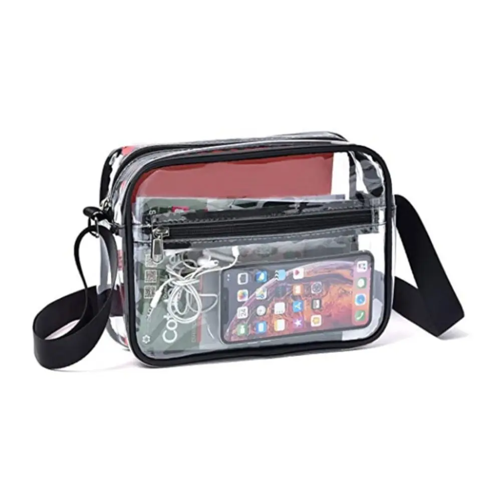 PVC Clear Crossbody Bag Chic Large Capacity See-through Single-shoulder Handbag Soft Strap Clear Messenger Bag for Travel