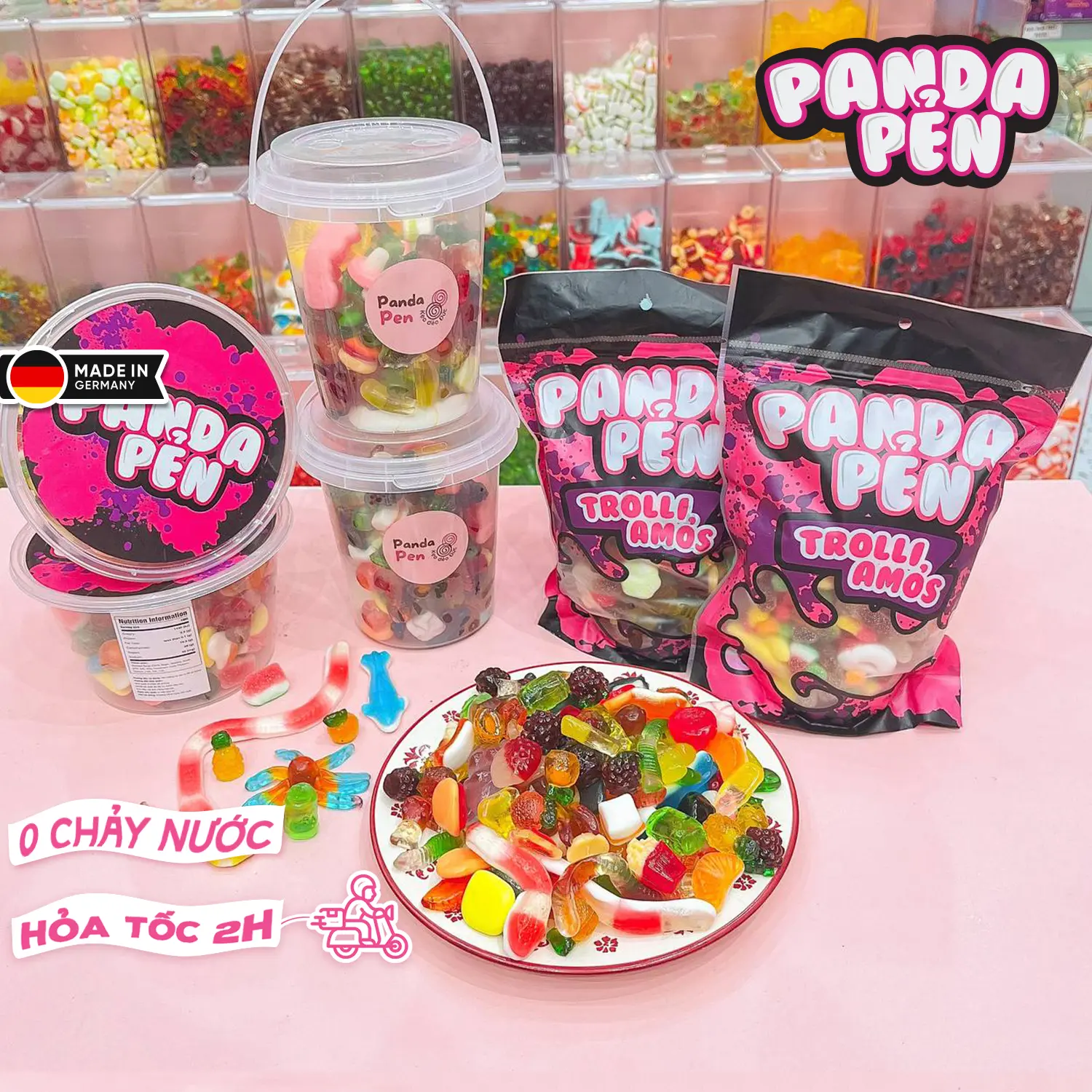 Kẹo dẻo ăn Vặt Panda Pẻn 44 mẫu, Thức Ăn không chảy nước, sản xuất Đức kẹosáp dẻo Candy Food