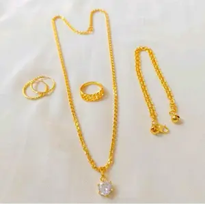 Set Perhiasan Wanita Dewasa Set Perhiasan Nuri set perhiasan Fashion Mewah Emas Titanium