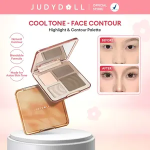 【Buy One Get One Free】 [BEST SELLER] Judydoll Highlight & Contour Palette (Face Palette Highlighter Shading Powder Untuk Kontur Hidung & Aegyosal) dan dagu untuk efek pelangsingan ZQIQT
