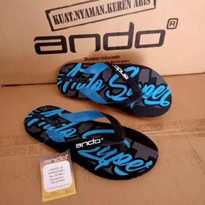 Ando Sandal Jepit Super Kuat Nyaman Keren Abis Hitam Biru Size 41-42 Dengan Desain Trendy Dan Tahan Lama