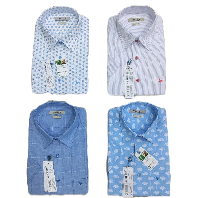 Áo sơmi Việt Tiến tay ngắn vạt ngang. fom REGULAR