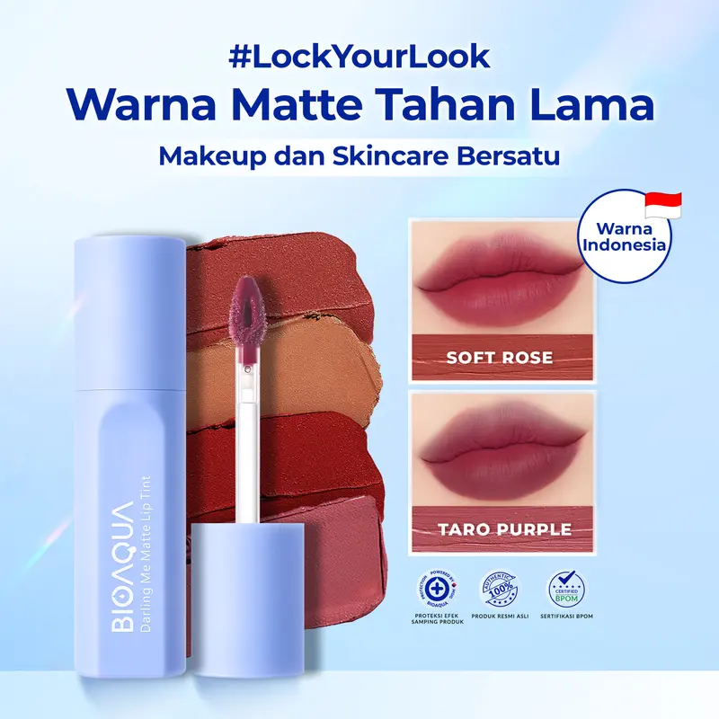【BPOM】BIOAQUA Fantastic Me Glossy Lip Tint 2.3g Bibir Lipcream Long Lasting Waterproof Lipstick lipstik Transferproof Tahan Lama Natural Formula Ringan 1