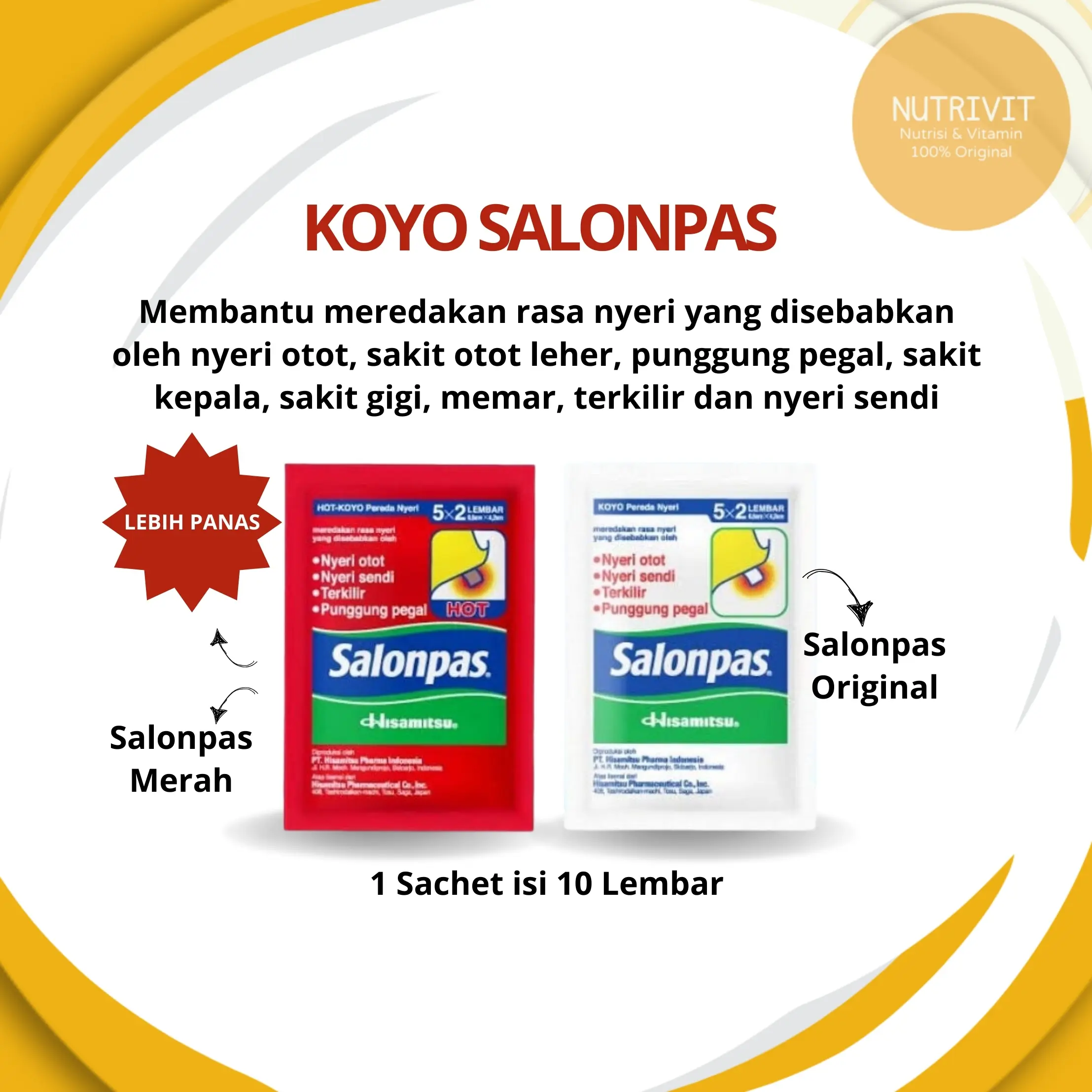 Koyo Salonpas 1 Sachet 10's Hot Merah / Original putih (Per Pcs) - Varian -