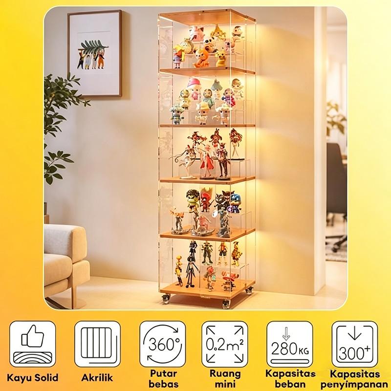 DF-1-Rak Buku Berdiri Di Lantai Akrilik Yang Dapat Diputar Lemari Pajangan Figurin Yang Dapat Dipindahkan rak buku lantai akrilik yang dapat diputar  Rak Buku Berdiri Di Lantai Akrilik Yang Dapat Diputar Lemari Pajangan Figurin Yang Dapat Dipindahkan