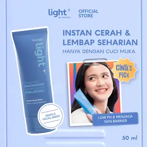 Lightplus by Wardah Face Wash Low pH Nano Niacinamide Low Molecular Hyaluronic Gentle Facial Wash 50 ml | Sabun Cuci Muka Pembersih Wajah Terhidrasi Bersih Melembapkan Kulit Sensitif Kusam Lightening Light Plus Light+ Lite Lite+ Skincare