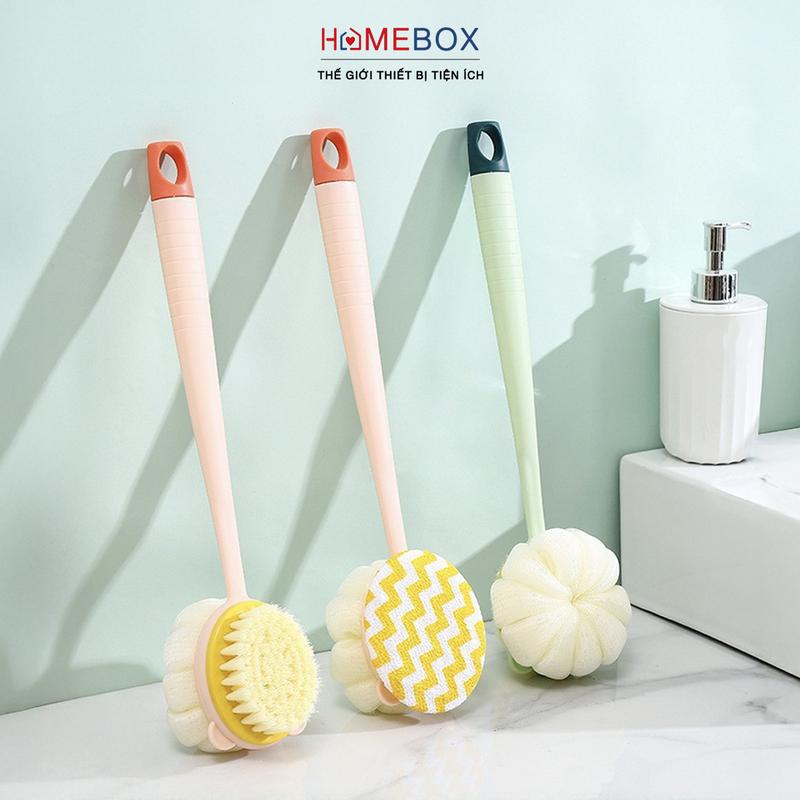 Bông tắm chà lưng 2 mặt mềm mại kèm bàn chải cọ lưng Cây bông tắm kì lưng giúp tẩy tế bào chết làm sạch sâu