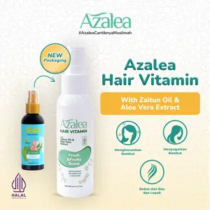 Azalea Hair Vitamin 80ml Zaitun Oil Aloe Vera Extract – Anti Lepek Rambut Berhijab, Nutrisi Harian Halal, Lembut Wangi Seharian