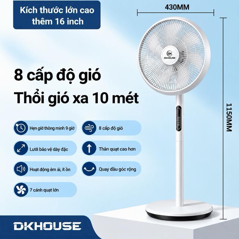 DKHOUSE Quạt điện gia đình 8 tốc độ gió, tiện lợi và thực dụng, cánh quạt 7 cánh