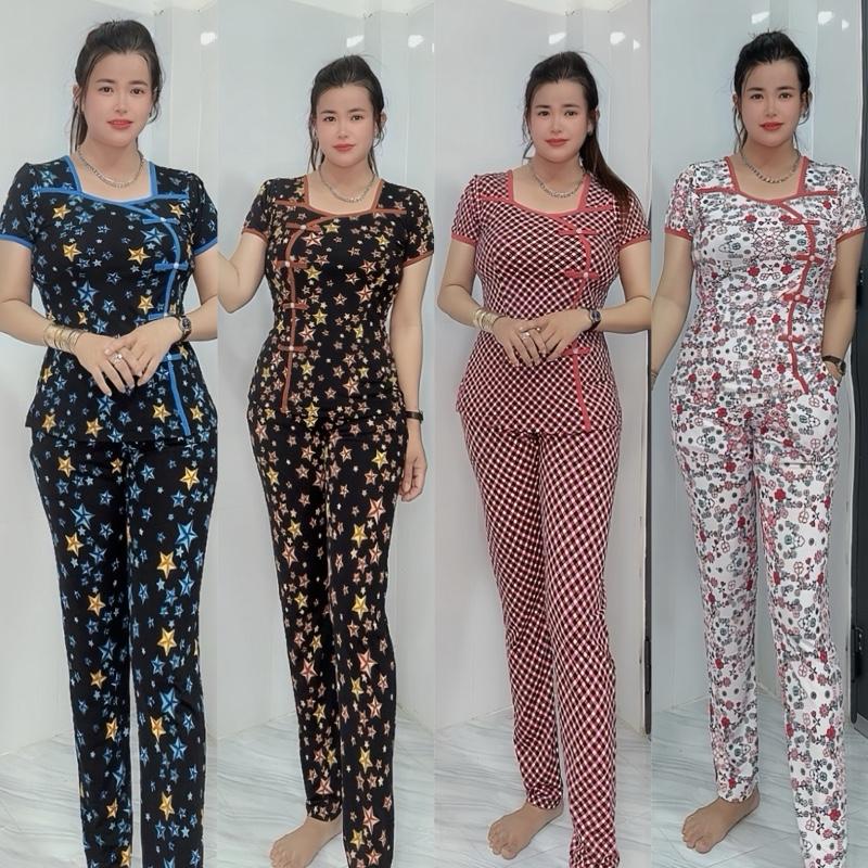 SÉT BỘ THUN ATI ,QUẦN DÀI ỐNG ÔM.SIZE 48-85KG đồ bộ nữ.đồ bộ may sẵn giá rẻ.đồ bộ thun Women.đồ bộ Tâm Đan Voi Áo Top Polo Sọc Kẻ 1