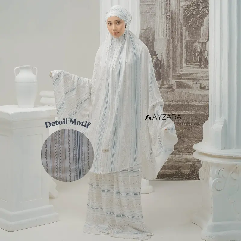 AYZARA - Mukena Dewasa Motif Rayon Azura Series Atasan Bawahan 8