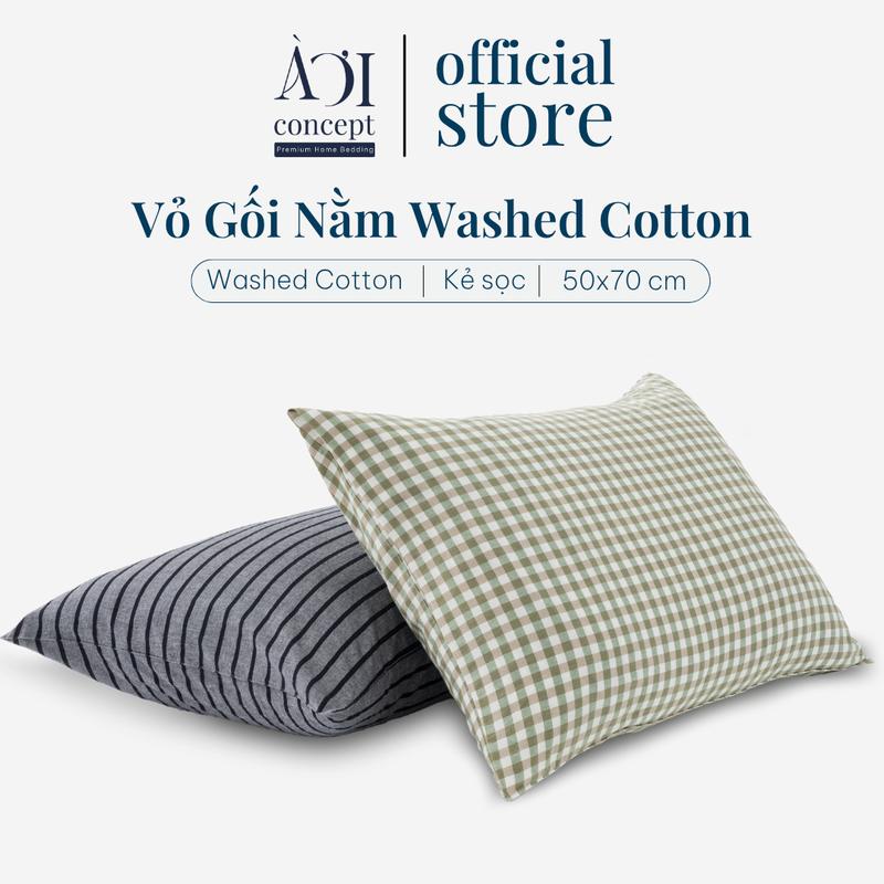  Vỏ Gối Nằm Washed Cotton Cao Cấp AOICONCEPT Size 50 x 70 Nhiều Màu và Hoạ Tiết Mềm Thoáng Mát Home Bedding 