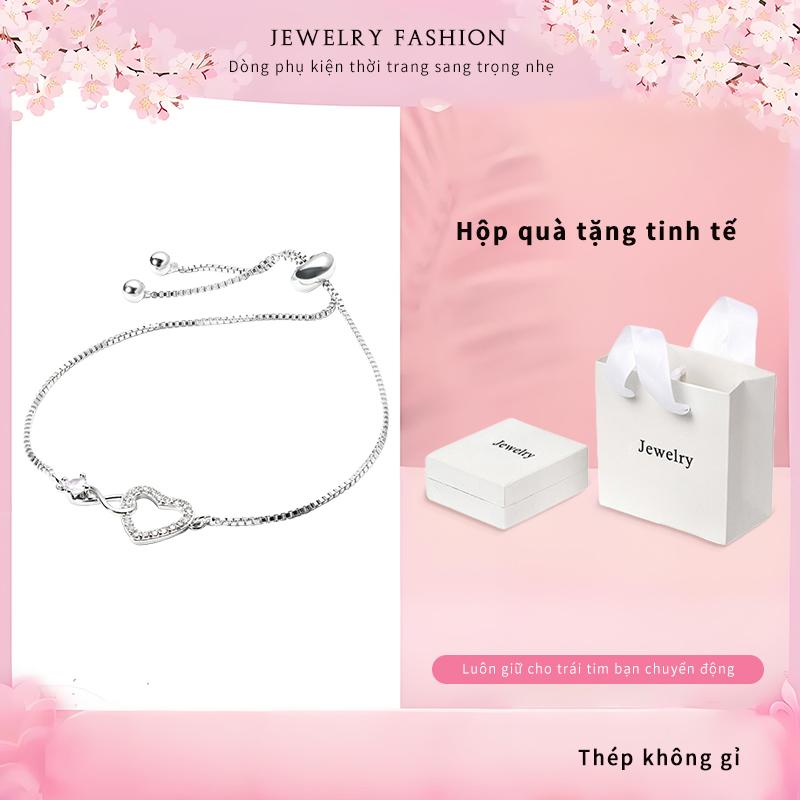 Vòng đeo tay Vòng tay tình yêu vĩnh cửu Vòng tay thép không gỉ hình trái tim Vòng tay kéo ra Vòng tay đơn giản có yếu tố pha lê Zircon Vòng tay Tang vòng chúa đeo tay nhẫn tình yêu Quà tặng ngày Valentine quà sinh nhật phụ kiện thời trang