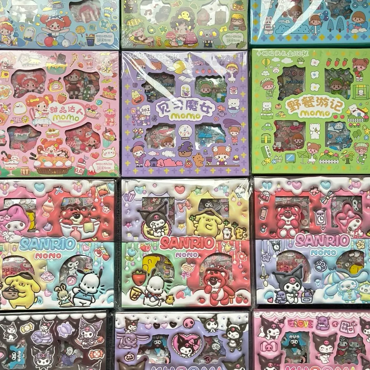 STIKER 100PCS SANRIO LABUBU KUROMI MOMO