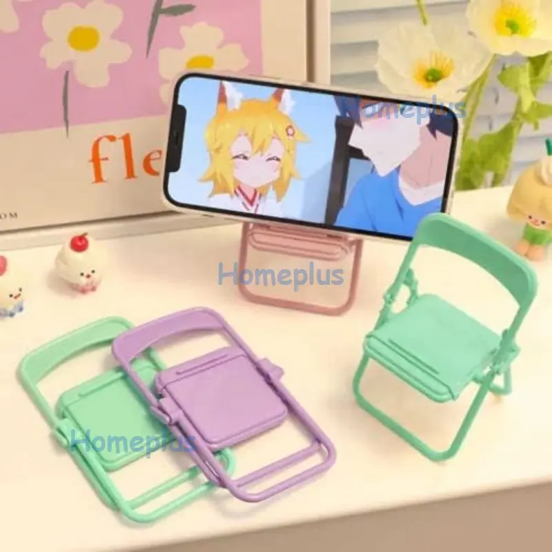 HomePlus Stand Kursi Macaron Holder Universal Dudukan Penyangga Handphone Model Bangku Mini Chair Folding Mobile Phone Stand Holder Hp Model Kursi 7