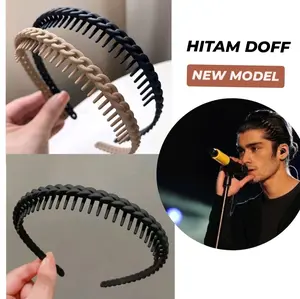 BANDO OLAHRAGA SIRKAM HITAM DOFF UNISEX GELOMBANG BANDO PRIA WANITA ZIG ZAG TRENDY PREMIUM BANDO SISIR GELOMBANG SPORT BOLA BANDANA Elegan Headbands