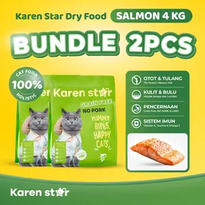 Karen Star Makanan Kucing Holistic BUNDLE 2 (4kg) Rasa Salmon Cat Food 4000gr Premium Kering