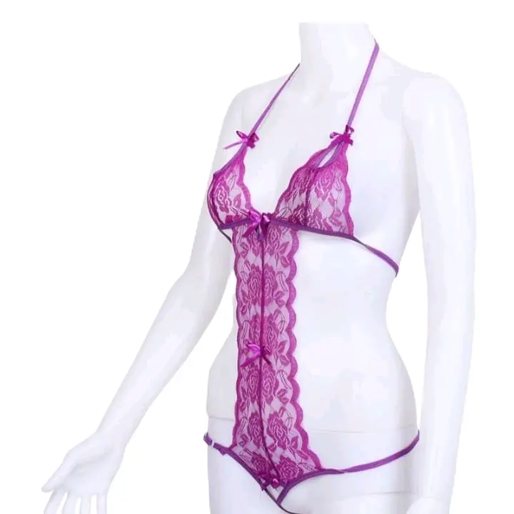 Mody12 Lingerie renda brokat tali bahu