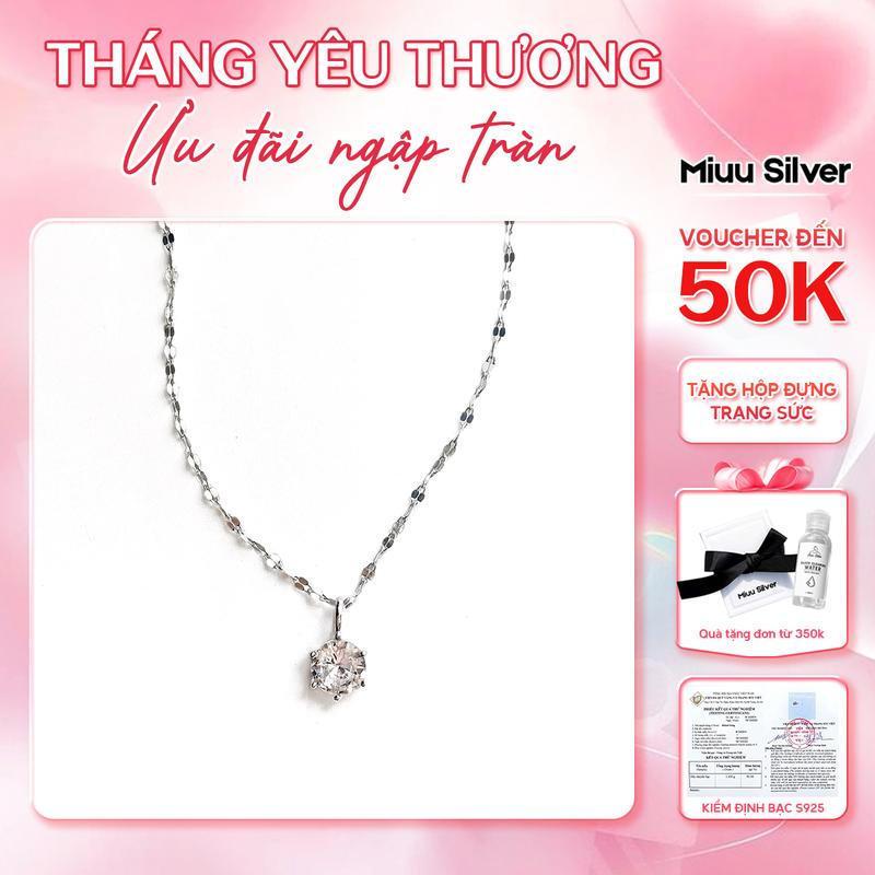 Dây chuyền bạc nữ Miuu Silver mặt đá 6 trấu Miris Necklace