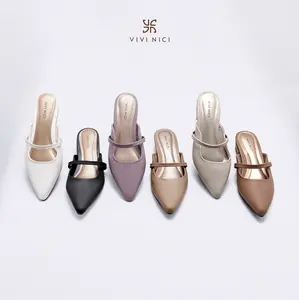 VIVI NICI - Lillie Sendal Selop Mules Wanita Hak 3 Cm Shoes sandal wanita heels wanita