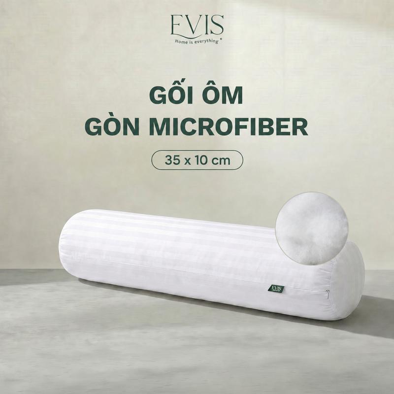 Gối ôm gòn Evis Microfiber - Sợi Gòn Cao Cấp, Êm Ái - Kích Thước 35x100x20cm