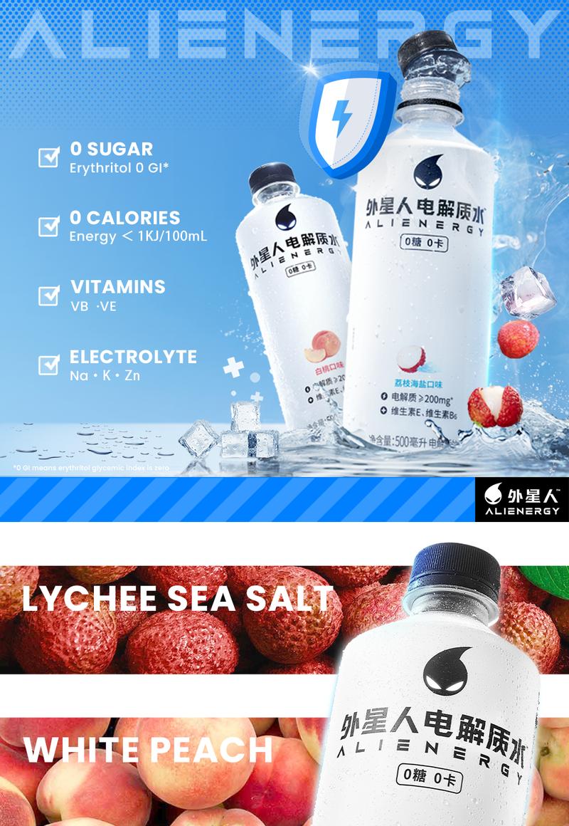 Product Introduction of Alienergy Electrolyte Water Sugar Free Sport  Drinks 500ml × 15 bottles 13
