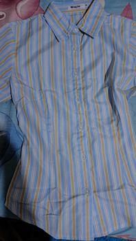 Product Review of Wispie Girl Boss Fitted Shirt | Kemeja kerja wanita fit garis stripe karet Lembut pink hijau biru from m**w 2