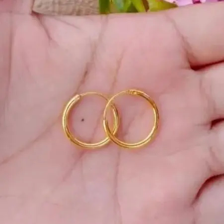Anting gipsi polos anak titanium gold perhiasan wanita anti karat Cantik Costume Fashion 0