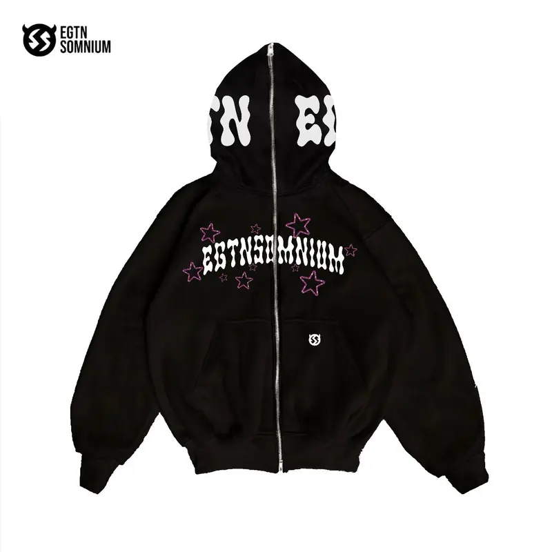EGTNSOMNIUM hoodie Boxy Full zipper Sekena Cowo Dan Cewe Warna Hitam Unisex 1