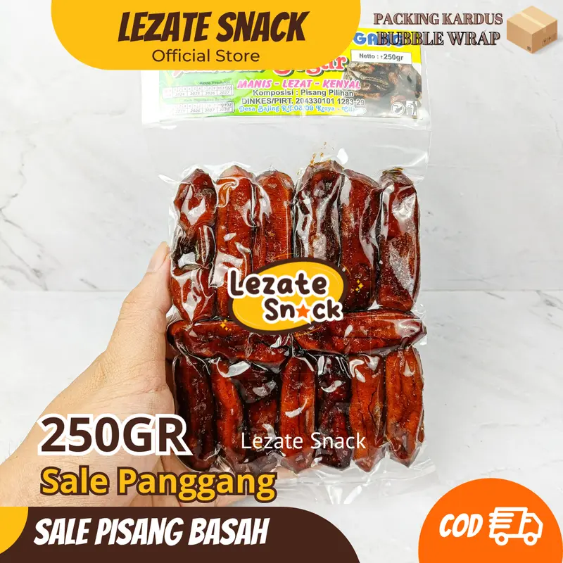 Sale Pisang Basah Manis 250gr Legit Murah /Sale Pisang Panggang Oven Manis Khas Lampung Tipis Keripik Pisang Jari 5
