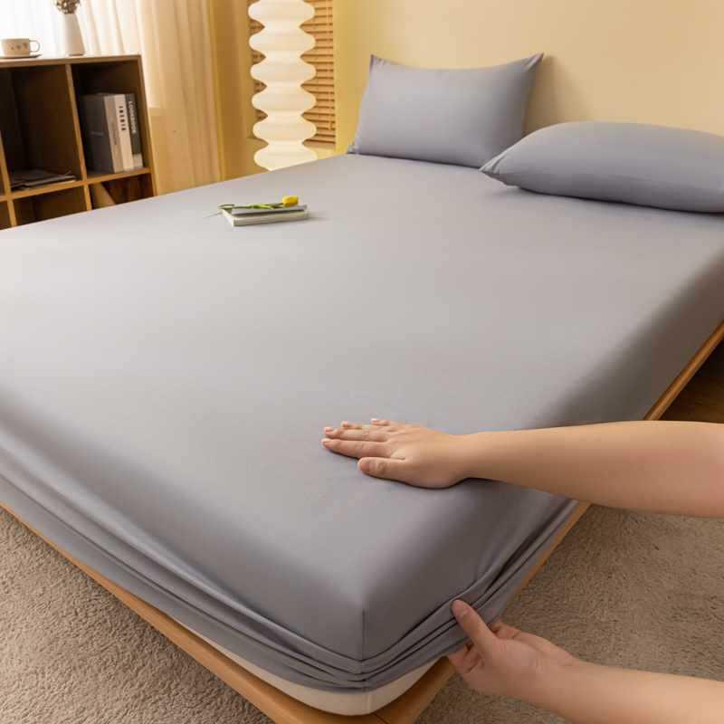 Product Introduction of INS Style Solid Color Fitted Sheet One-Piece Bedspread Student Dormitory Simmons Dust Cover Mattress Cover Pillowcase Universal 14