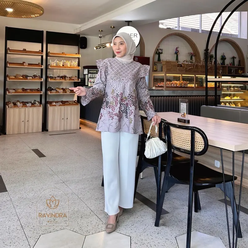 BATIK RAVINDRA Blouse Batik Jasmine Lengan Panjang Wanita Atasan Kantor 2