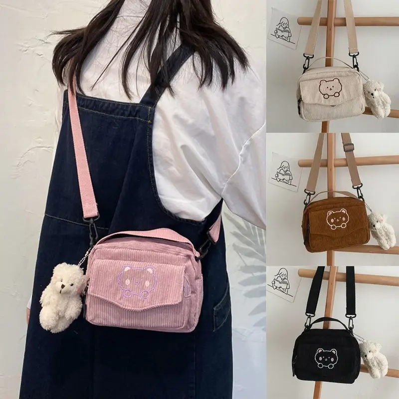 Túi Xách Túi Xách, In Hình Gấu Hoạt Hình Thời Trang, Thích Hợp Cho Học Sinh, Túi Tote Và Túi Đeo Vai, túi Messenger 2