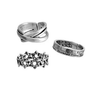 COD 3 Pcs Set Cincin Titanium Cincin Punk Pria Cincin Retro Pria Cincin Gaya Romawi Retro/ Aksesori Fesyen/cincin Uniseks/ Wajib Bagi Para Fashionista