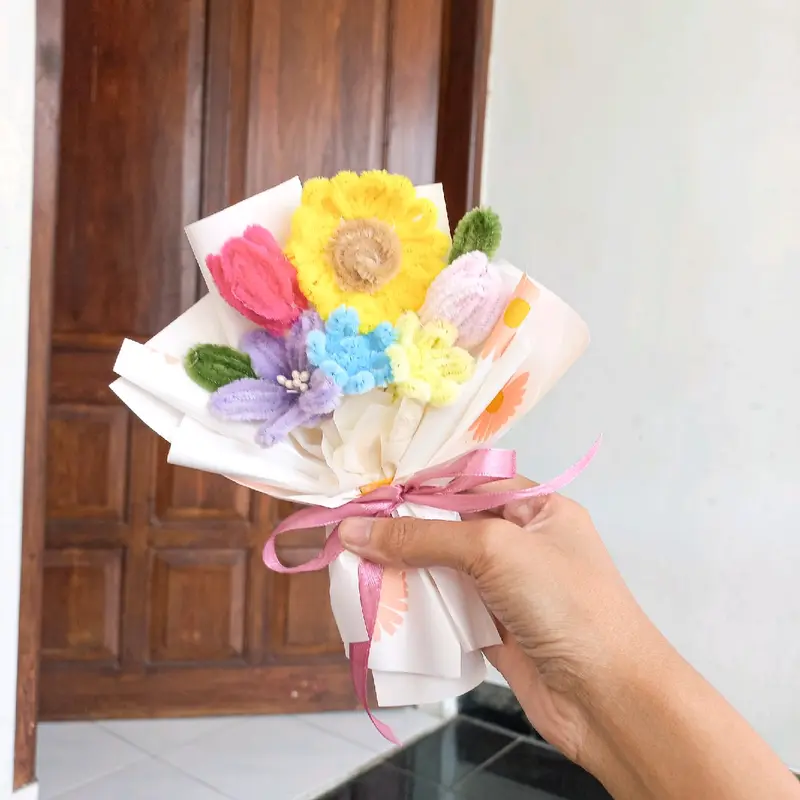Buket mini cantik kawat bulu murah meriah 2