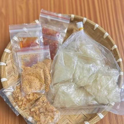  Set 300-900g bánh tráng ủ bơ tặng 4-5Gia vị +Muối +  sate+ ớt rim+me+ hành   - Ăn vặt khô  ăn chay dùng được   
