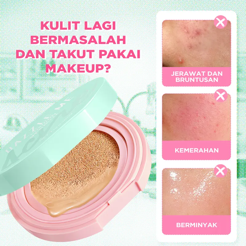[PAKET MAKEUP 3PCS] DAZZLE ME Acne Armor Makeup Bundle Acne Soothing Setting Spray Flawless Flex Compact Powder Cushion Acne-Prone Friendly Tahan Lama Untuk Kulit Berjerawat 1