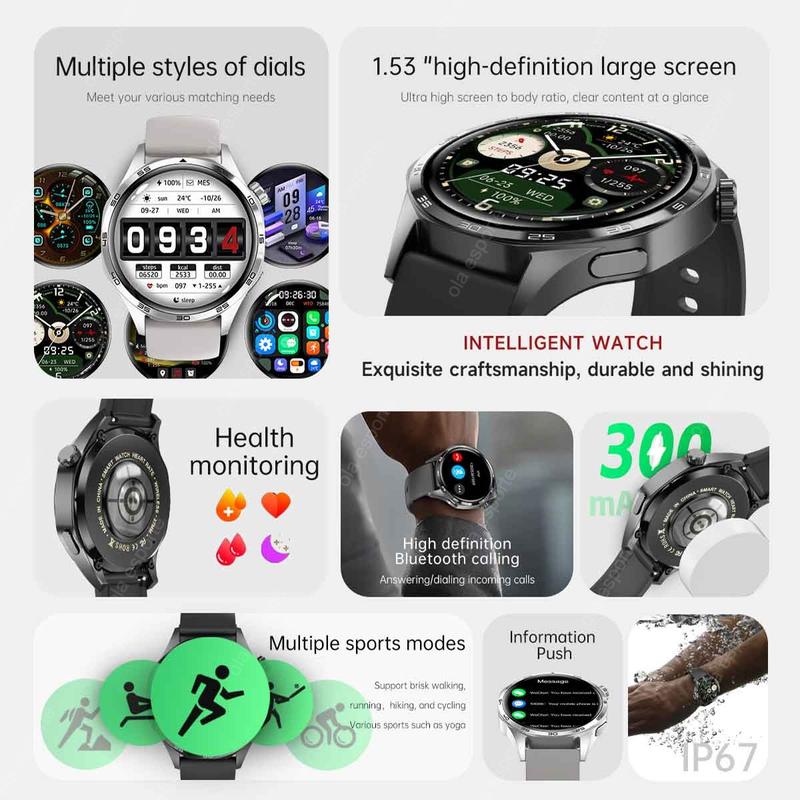 Ola Esporte For Huawei Smart Watch Gt5pro GPS Sport Watch Compass Bluetooth  Phone Calls Smart Default