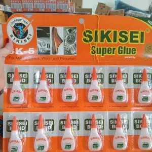 1Pak Sikisei 12pcs Lem Korea Super Glue 1 Renceng Lem Korea Sikisei Lem Super untuk Logam Plastik Kayu dan Porcelain