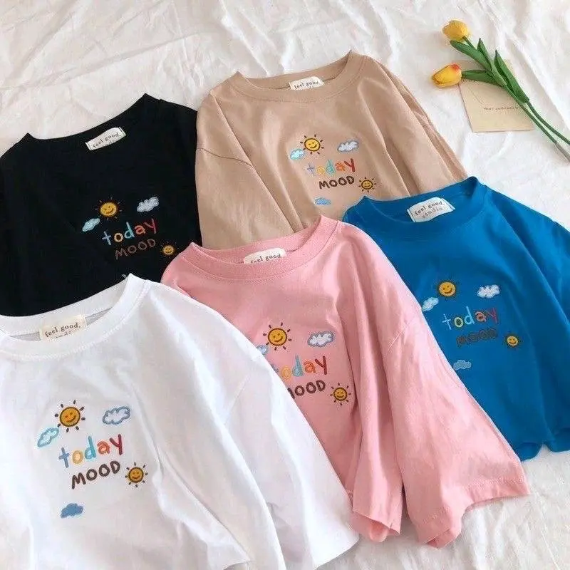 KAOS OVERSIZE CEWEK CROP TODAY MOOD KIYOWO LENGAN PENDEK 2