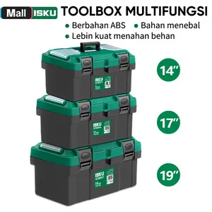 ISKU Tool Box Besar Bahan PP Tahan Lama ABS Premium 2 Lapis Tray Lepas Pasang Kompartemen Transparan & Pengunci Baja Ideal untuk Industri & Rumah Tangga