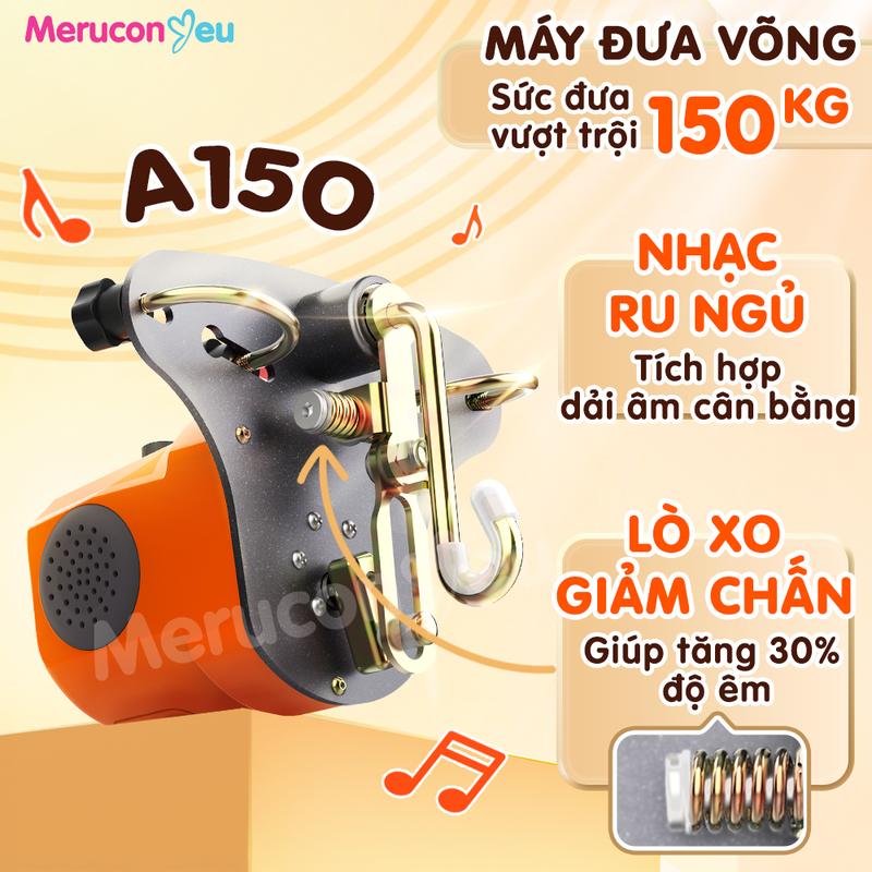  Máy Đưa Võng Tự Động AUTORU 2025 Cục Quay Võng Sức Đưa 150Kg Nâng Cấp Có Nhạc Và Hẹn Giờ Đưa 2 Chế Độ Đưa Êm Ái 