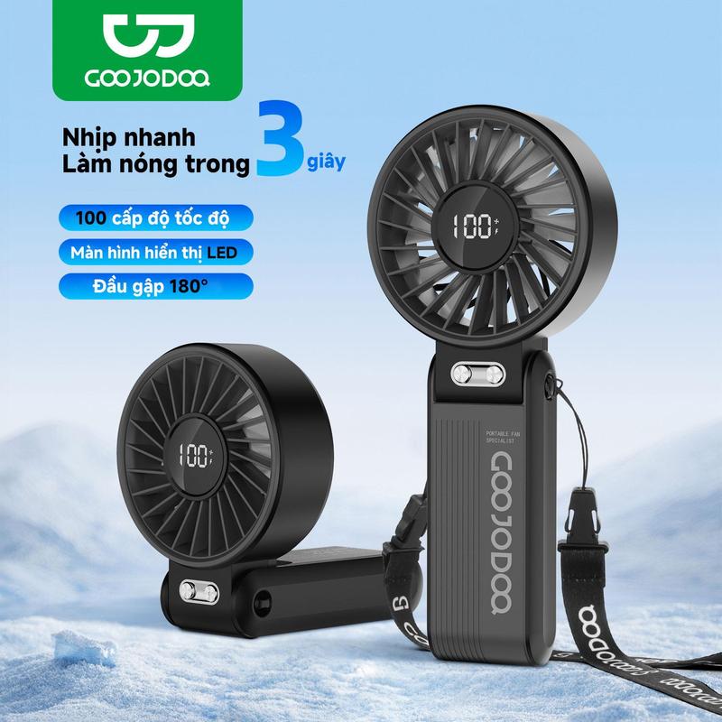 Quạt Mini Cầm Tay 3 Trong 1, Quạt Cầm Tay & Để Bàn, Có Thể Điều Chỉnh 100 Tốc Độ, Quạt Yên Tĩnh Và Dòng Không Khí Tốc Độ Cao, Pin 3600mAh, Màn Hình LED, GOOJODOQ