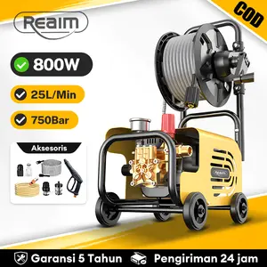 Reaim Jet Cleaner 800W Dengan Pengukur Tekanan Mesin Steam Pressure Washer Alat Cuci Motor High Pressure Cleaner Mesin Cuci Mobil 25L/menit 750Bar IP55