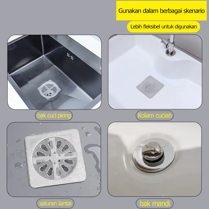 [COD](20 buah per bungkus) Stiker floor drain penyaring rambut kamar mandi penyaring rambut penyaring saluran pembuangan kamar mandi anti sumbatan dapur anti serangga kecoa 5