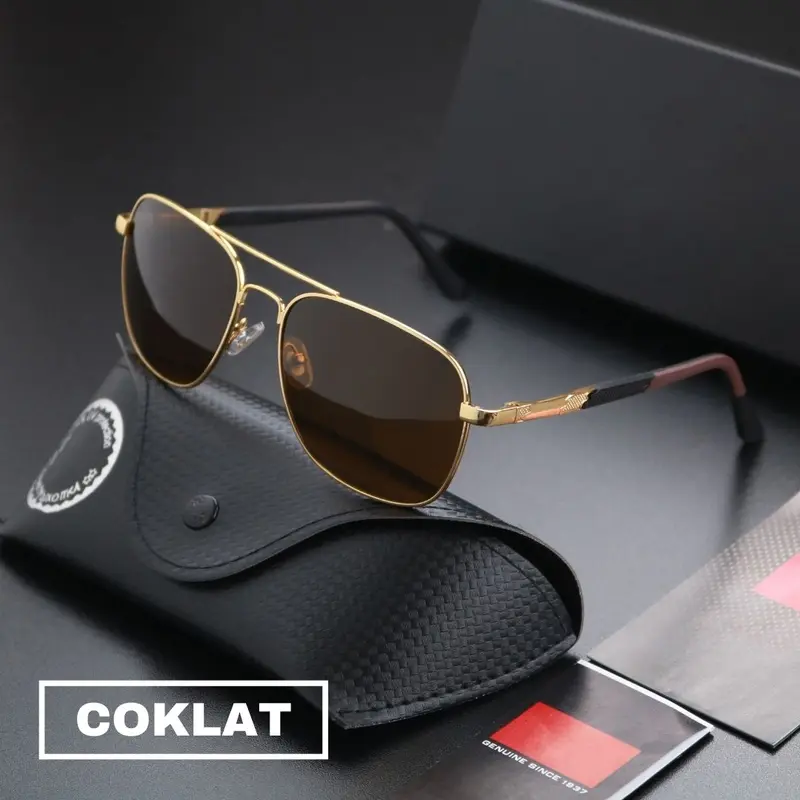 【Free Dompet&Lap】-【6103】Kacamata Hitam Original Fashion Pria, Lensa Kaca Asli Kacamata Cocok untuk Segala Bentuk Wajah Anti Sinar UV400 Protection Kaca mata Cowok Cewek Eyewear 1